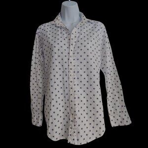 Frank & Eileen "Frank" Navy Starfish Button Down L-Sleeve Shirt XS NWT $238